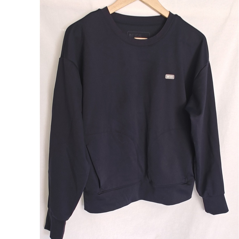 FIGS Cornelia Crew Neck Scrub Top Medium Navy Blue FIONx Long Sleeve - Picture 4 of 8